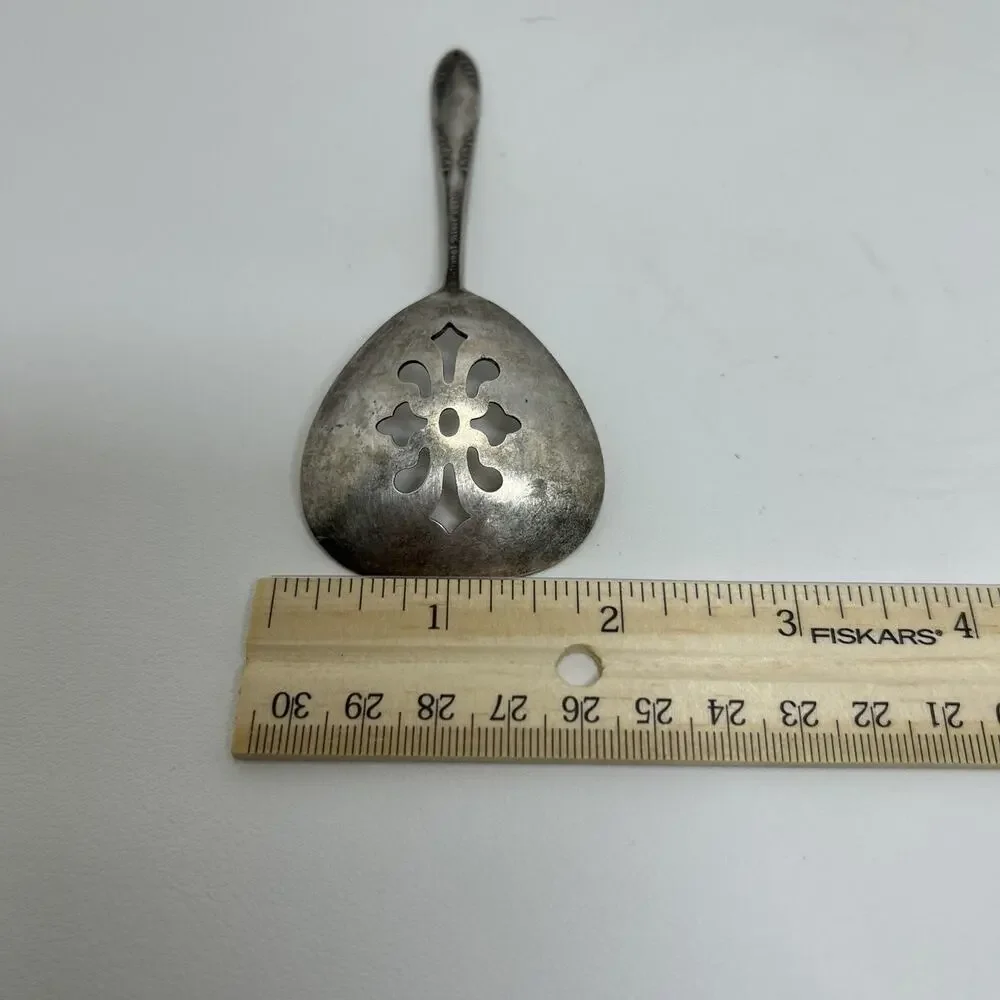 National Silver Silverplate Bonbon, Nut, Olive Pierced Spoon King Edward Pattern